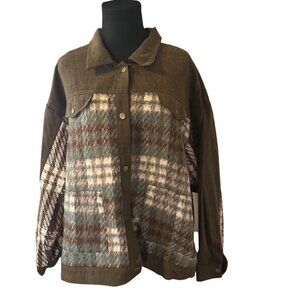 Umgee green tan and brown plaid size 1 XL jacket
